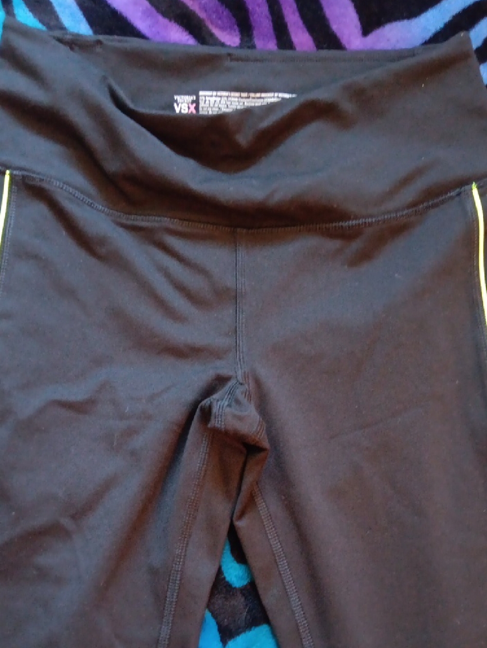 Victoria's Secret Black Leggings with Yellow Trim